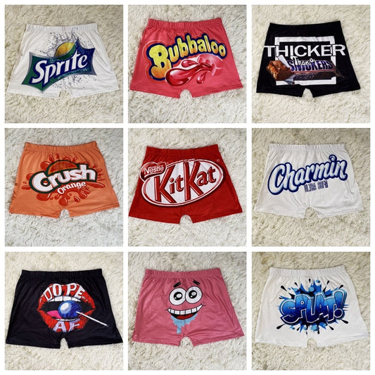 High Waist Stretch Ladies Large Candy Snacks Shorts