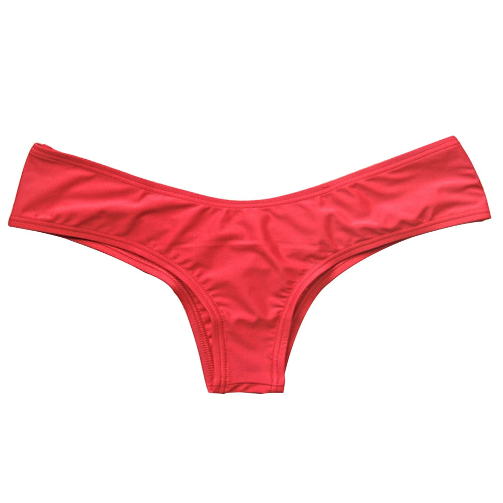 Women Sexy Ruched Thong Bikini Bottom