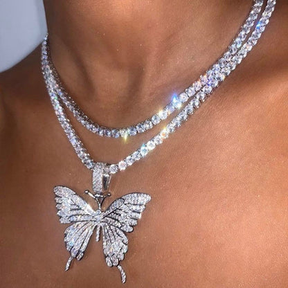 Big Butterfly Bling w/ Rhinestone Chain