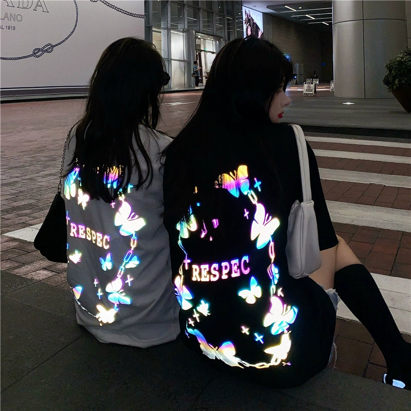 Butterfly Reflective Short-Sleeved Disco T-Shirt