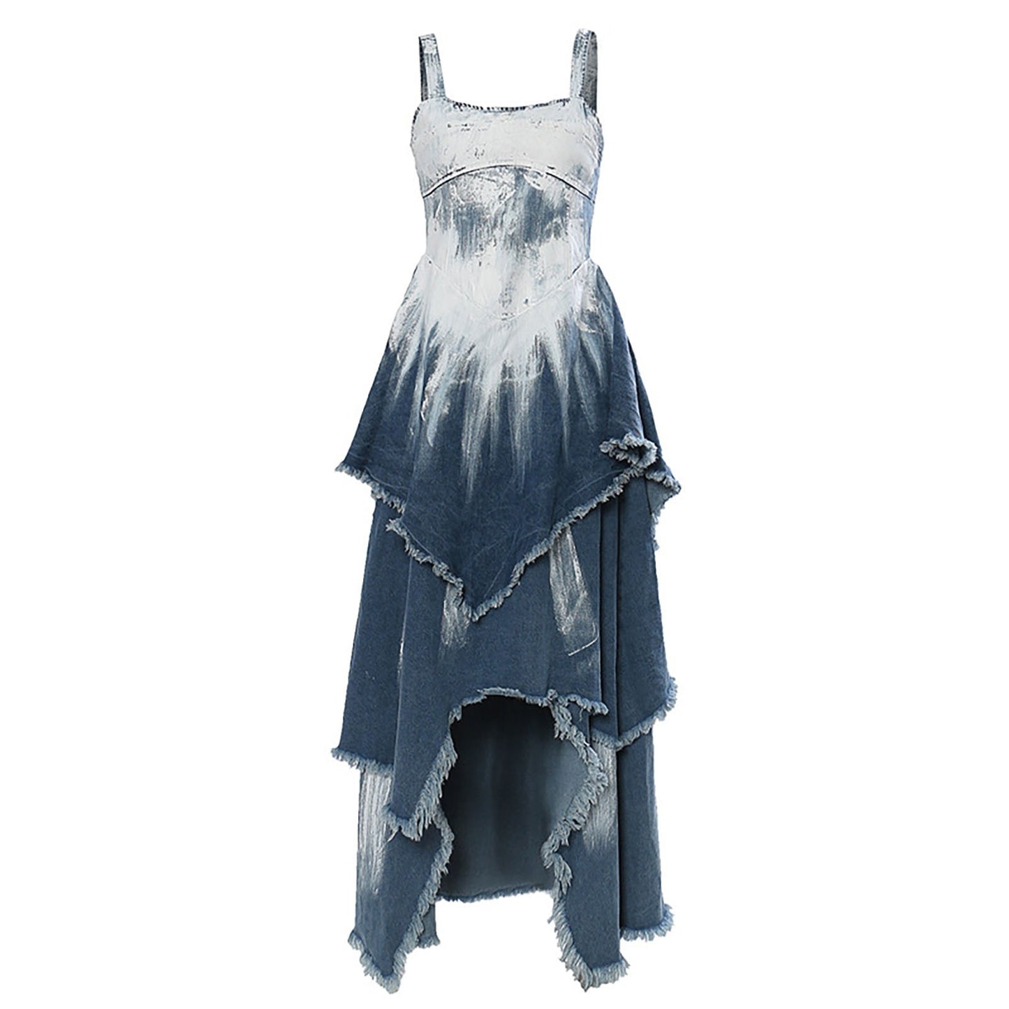 Denim fade Pleated Tank Dress