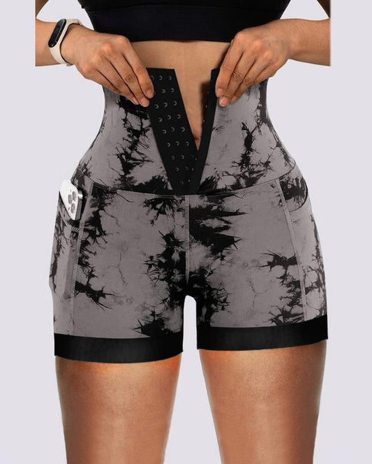 2023 Tie Dye Print Tummy Control Butt Lifting Shorts