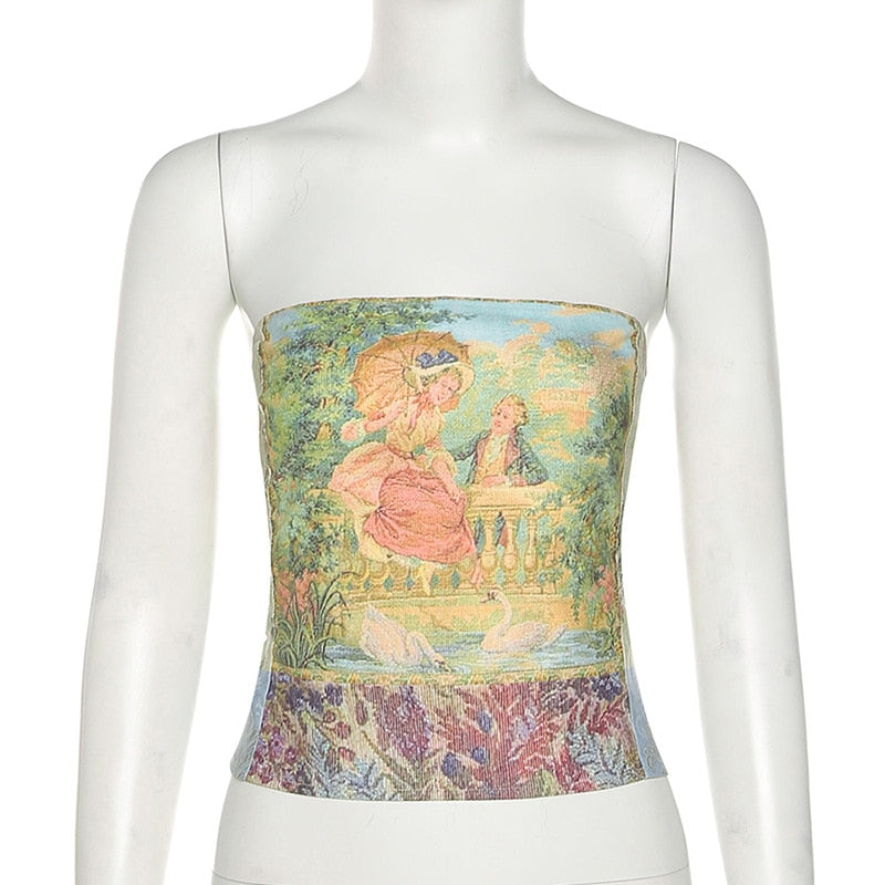 Vintage Printed Corset Top