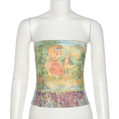 Vintage Printed Corset Top