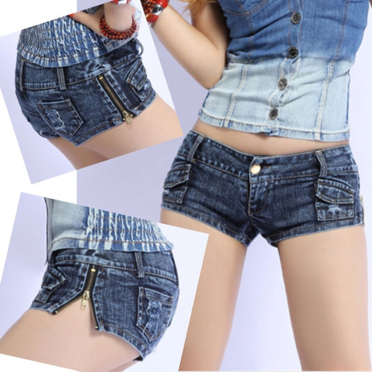 Sexy Side Zipper Denim Shorts